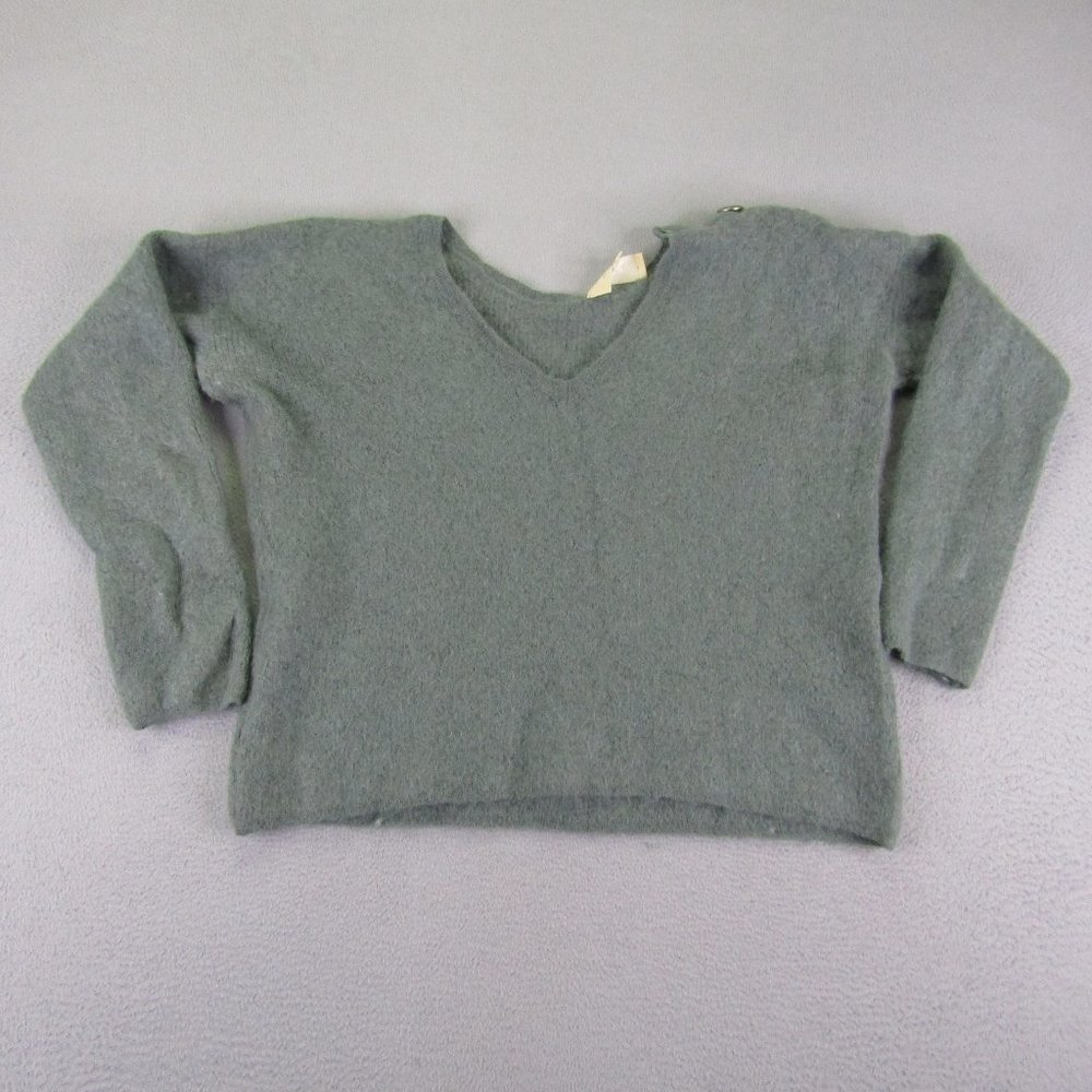 La Maille Sezana Sweater Womens Medium Green Alpaca Mohair Nylon Pullover Top